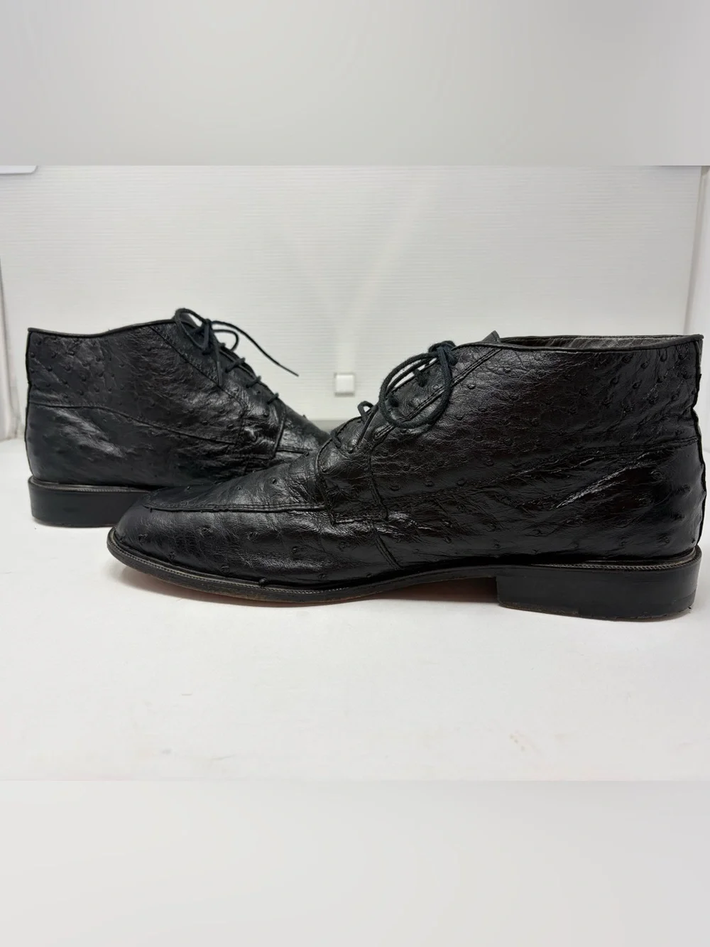 Los Altos Exotic Genuine Black Ostrich Dress Ankle Boots Leather Size 11 Mex 30